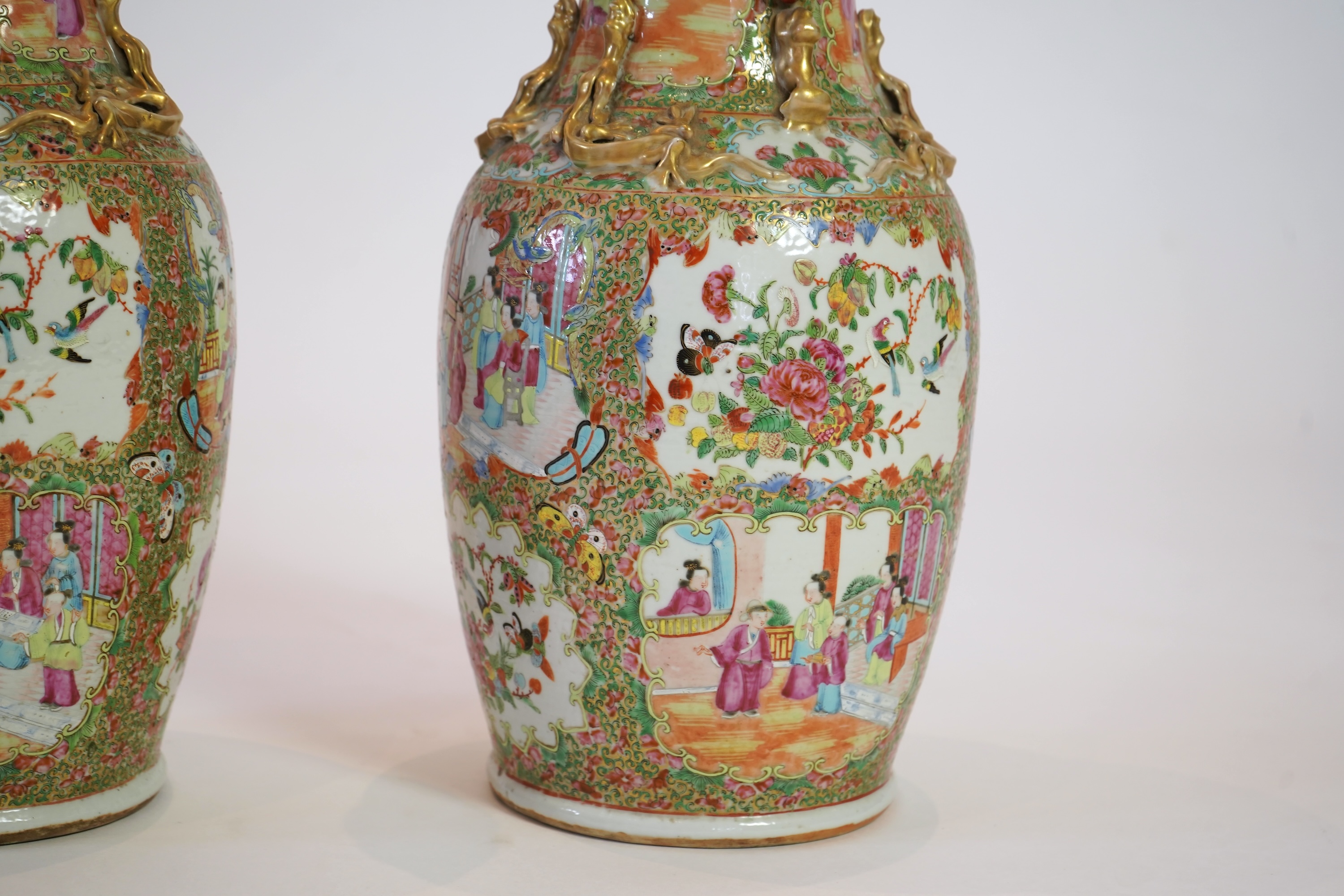 A pair of large Chinese famille rose vases, 19th century